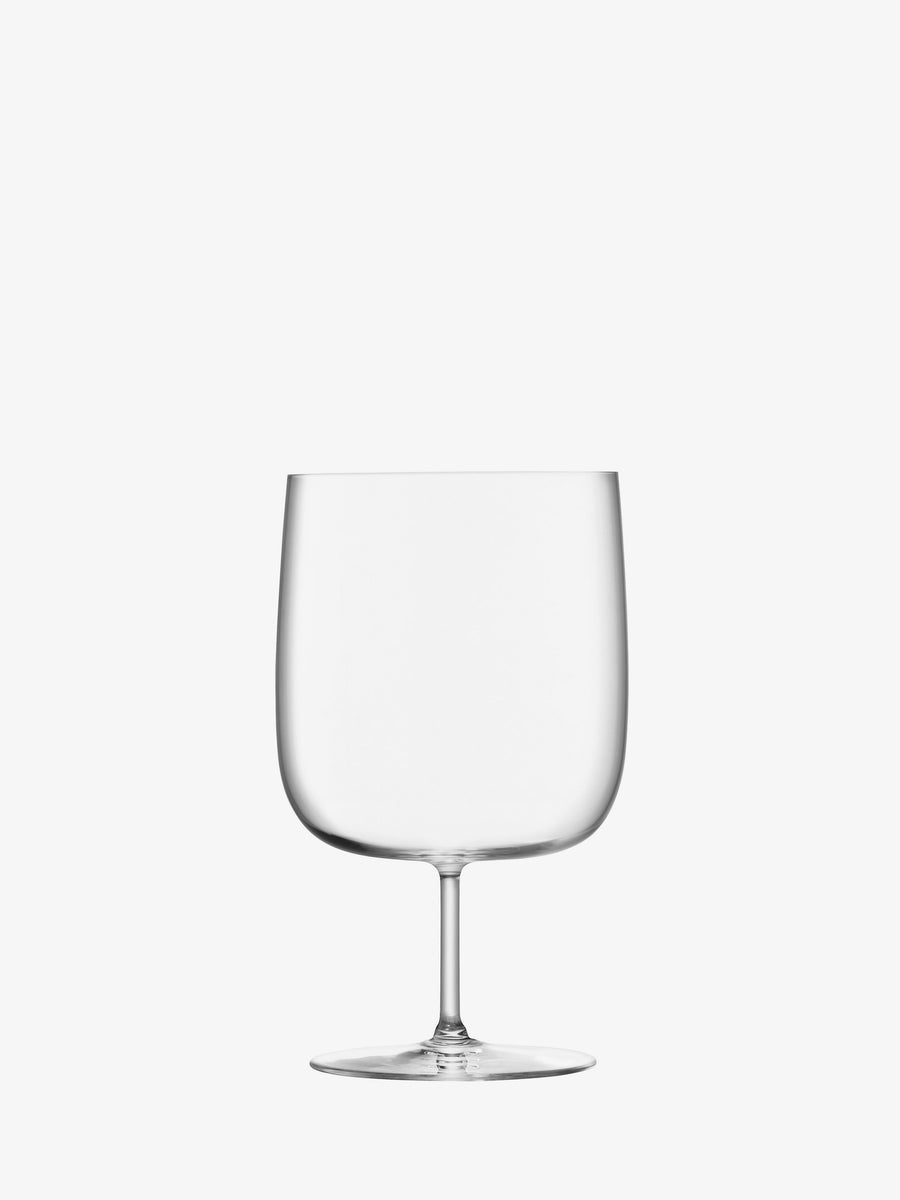 A clear, empty Craft Beer Glass by lsa-international, featuring a short stem and wide bowl, crafted from lead-free crystalline glass and set against a plain white background.