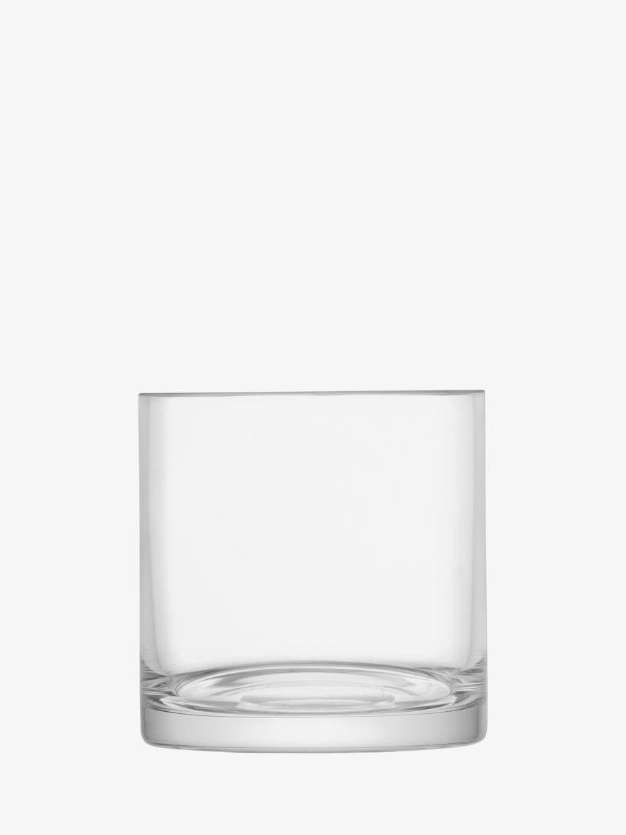 A clear, mouth-blown LSA-International Vase/Lantern with a cylindrical shape, thick walls, and a flat base.