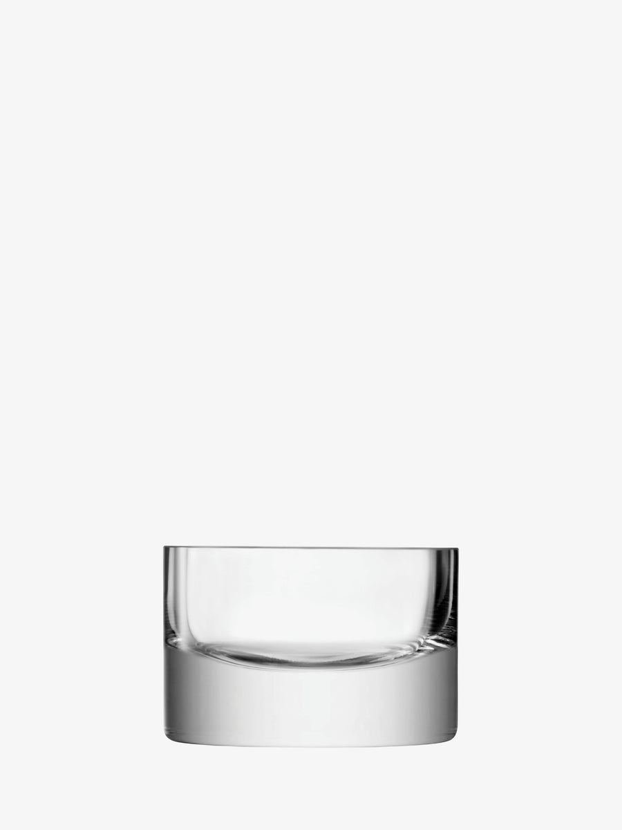 A clear, empty, cylindrical glass bowl from lsa-international with thick sides and base and a modern finish, placed against a plain white background.