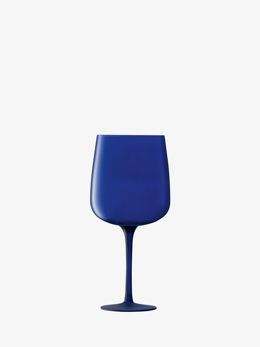 The lsa-international Wine Glass features a sleek, modern silhouette in blue with a smooth, translucent matte finish, standing upright against a plain white background—an elegant choice for serving wine.