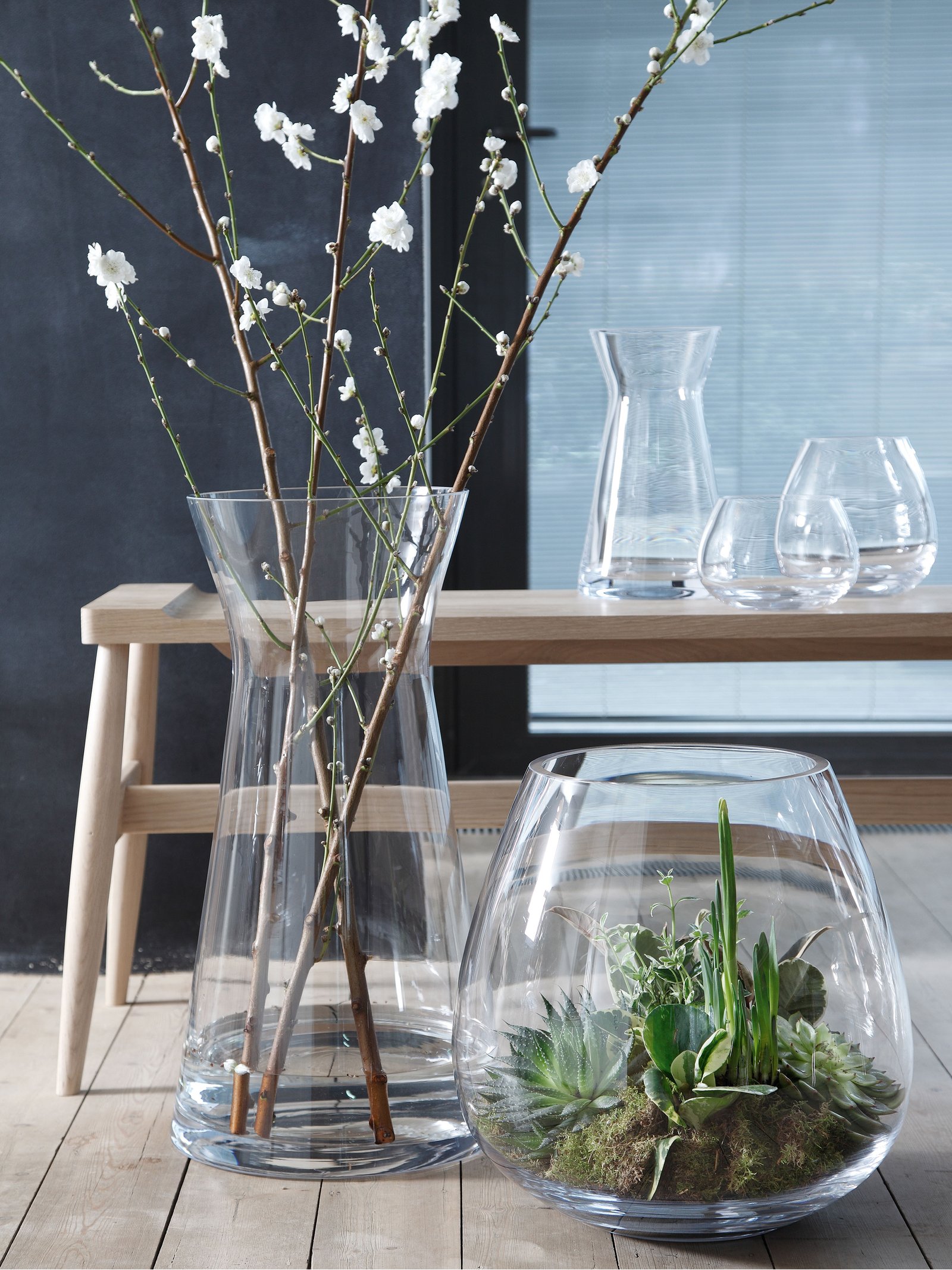 Mixed Bouquet Vase H29cm, Clear Flower Collection LSA Interior