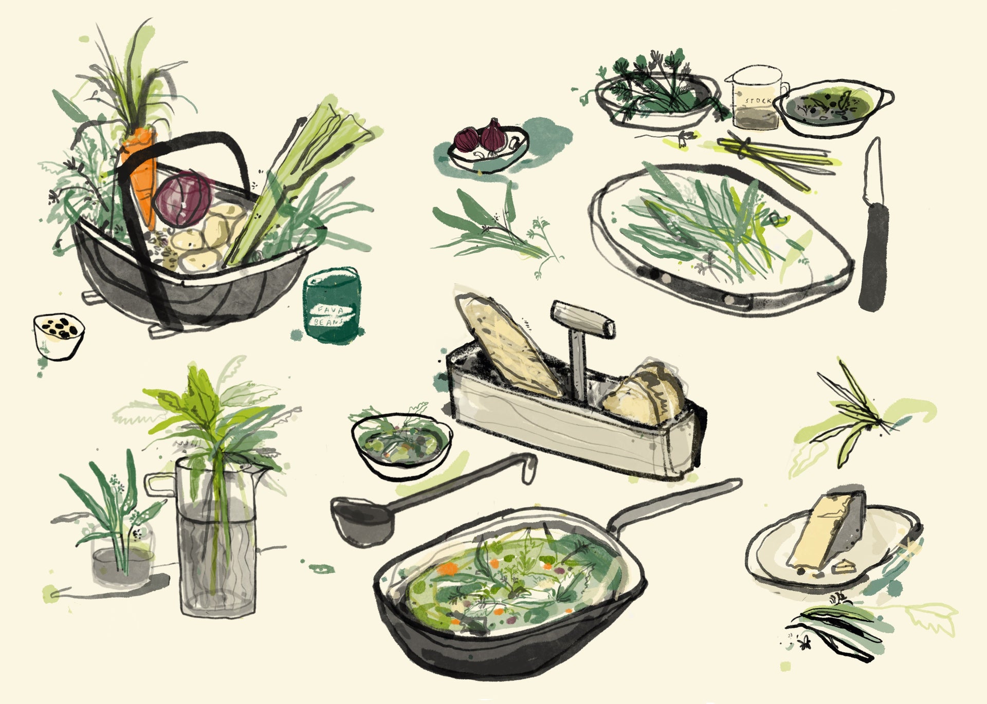 Spring Broth with Nettles, Wild Garlic and British-grown Fava Beans
