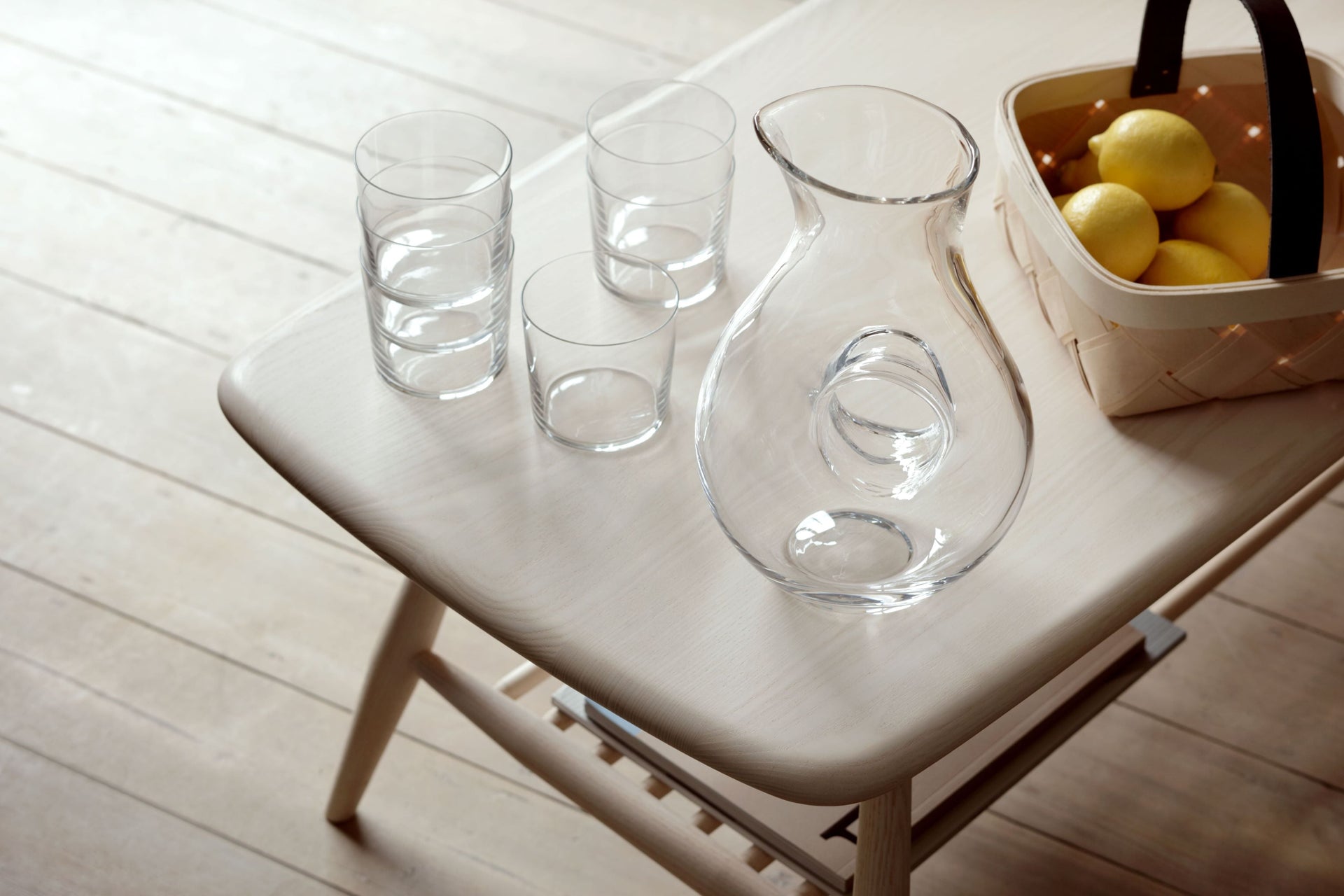 Clear glass tumbler and jug
