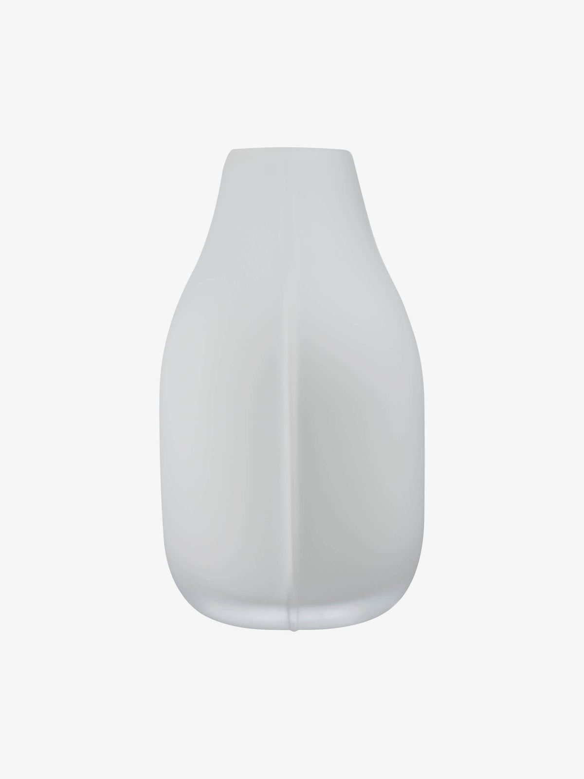 Introducing the 1966 Vase by lsa-international: a minimalist, frosted white glass vessel featuring a rounded body and a narrow, gently tapered neck, elegantly set against a plain white backdrop. This limited edition, handmade collector’s piece is perfect for adding understated sophistication to any space.