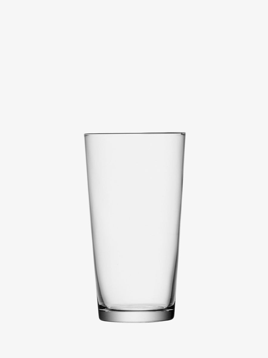 A large Juice Glass by lsa-international, featuring a modern, stackable design, stands upright against a plain white background.