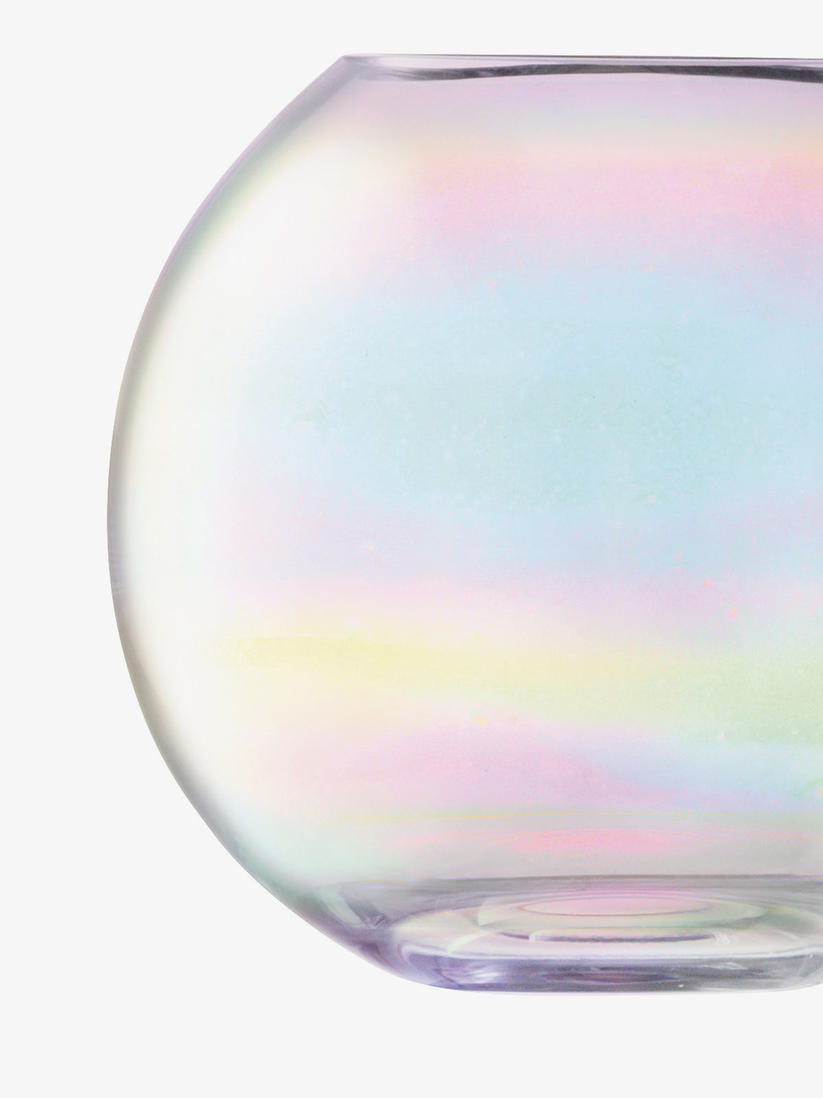 An LSA International spherical, mouth-blown Vase with an iridescent, pearlescent finish.