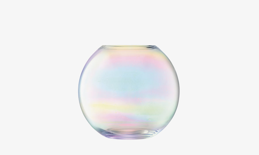 An iridescent, mouth-blown LSA International Vase.