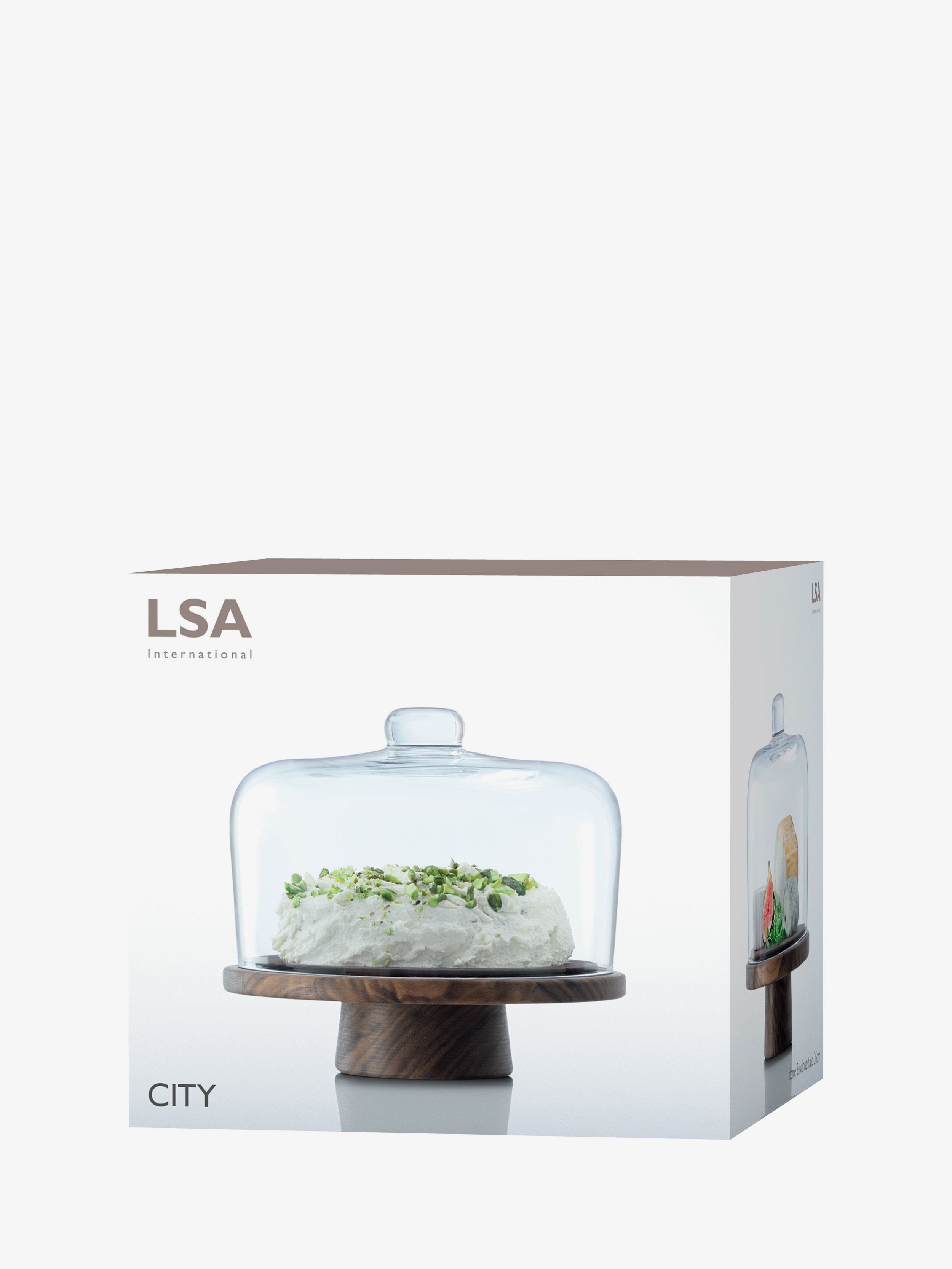 LSA CITY DOME 220mm ドーム/クリア ガラス製 City Dome & Walnut Stand | LSA International