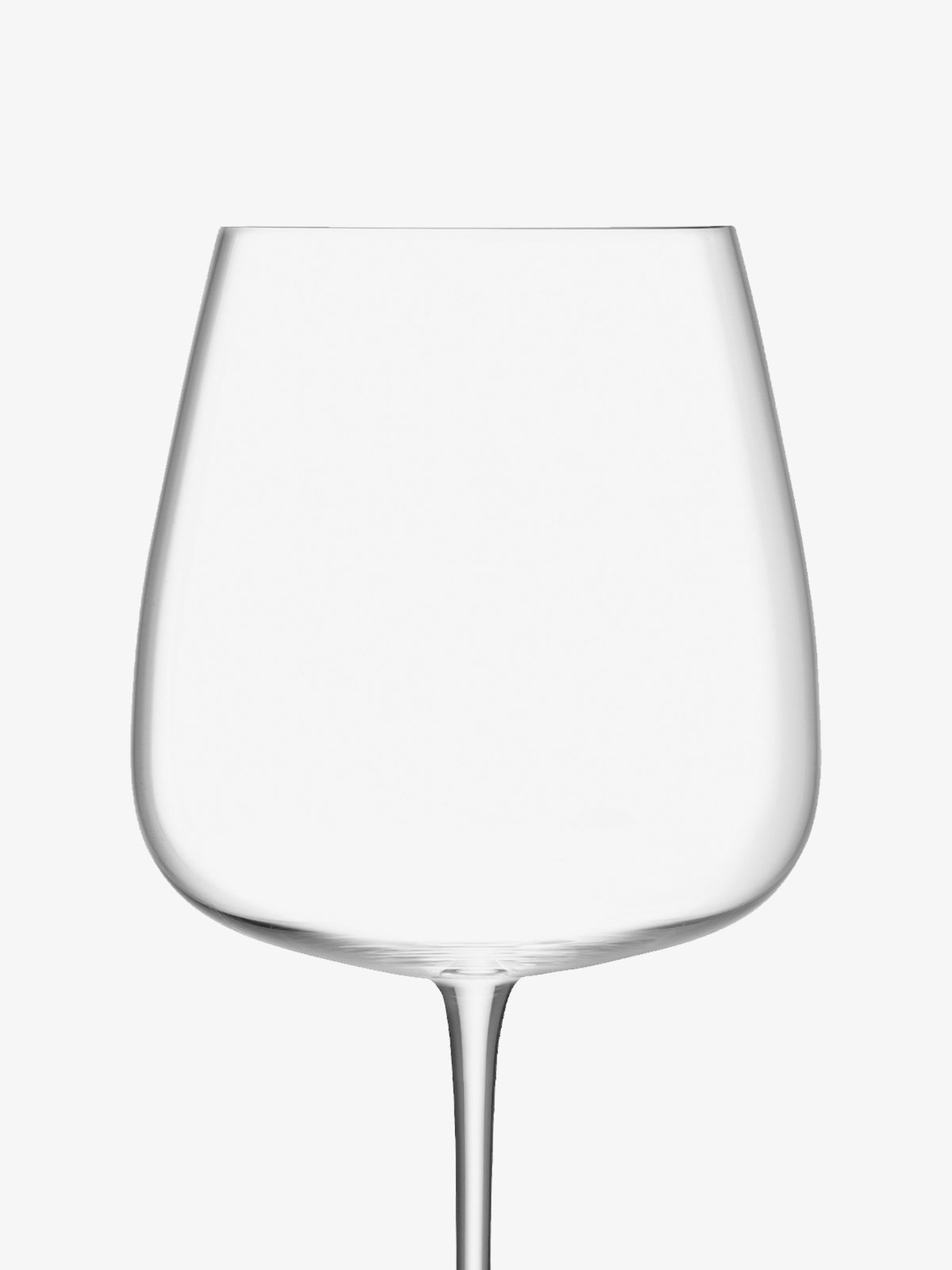A Red Wine Goblet by lsa-international, featuring a clear bowl and a slender stem, expertly hand crafted and photographed against a white background.
