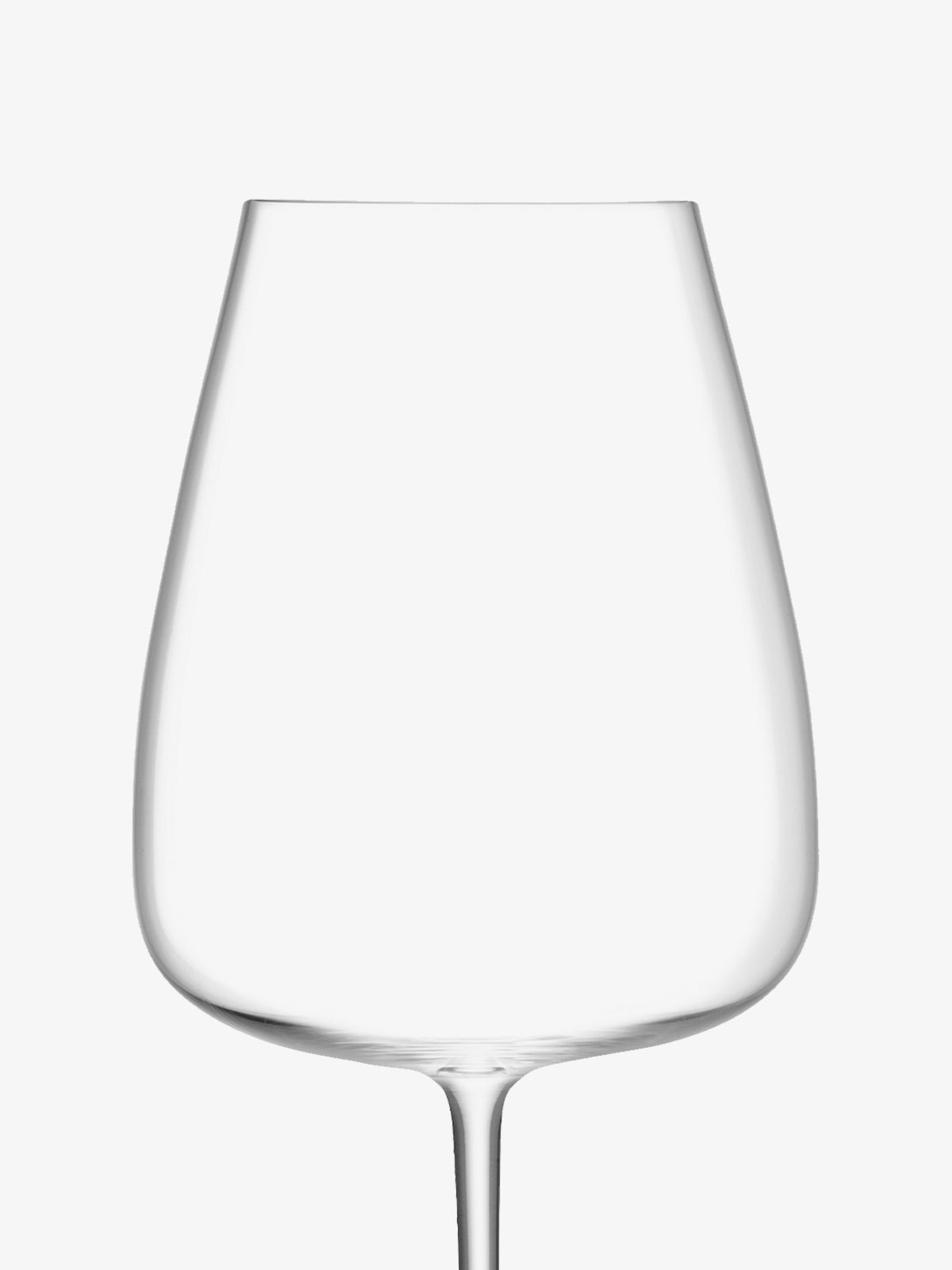 Centered against a plain white background, the lsa-international White Wine Goblet showcases the elegance of modern design, featuring a clear, empty bowl and slender stem. Meticulously mouth blown and handcrafted, this goblet exemplifies exceptional quality.