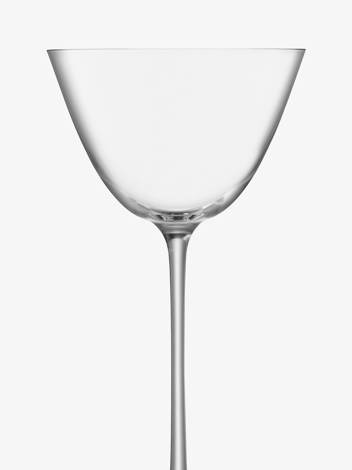 The lsa-international Martini Glass features a wide bowl and a long, slender stem, expertly crafted from lead-free crystalline glass and shown empty against a plain white background.