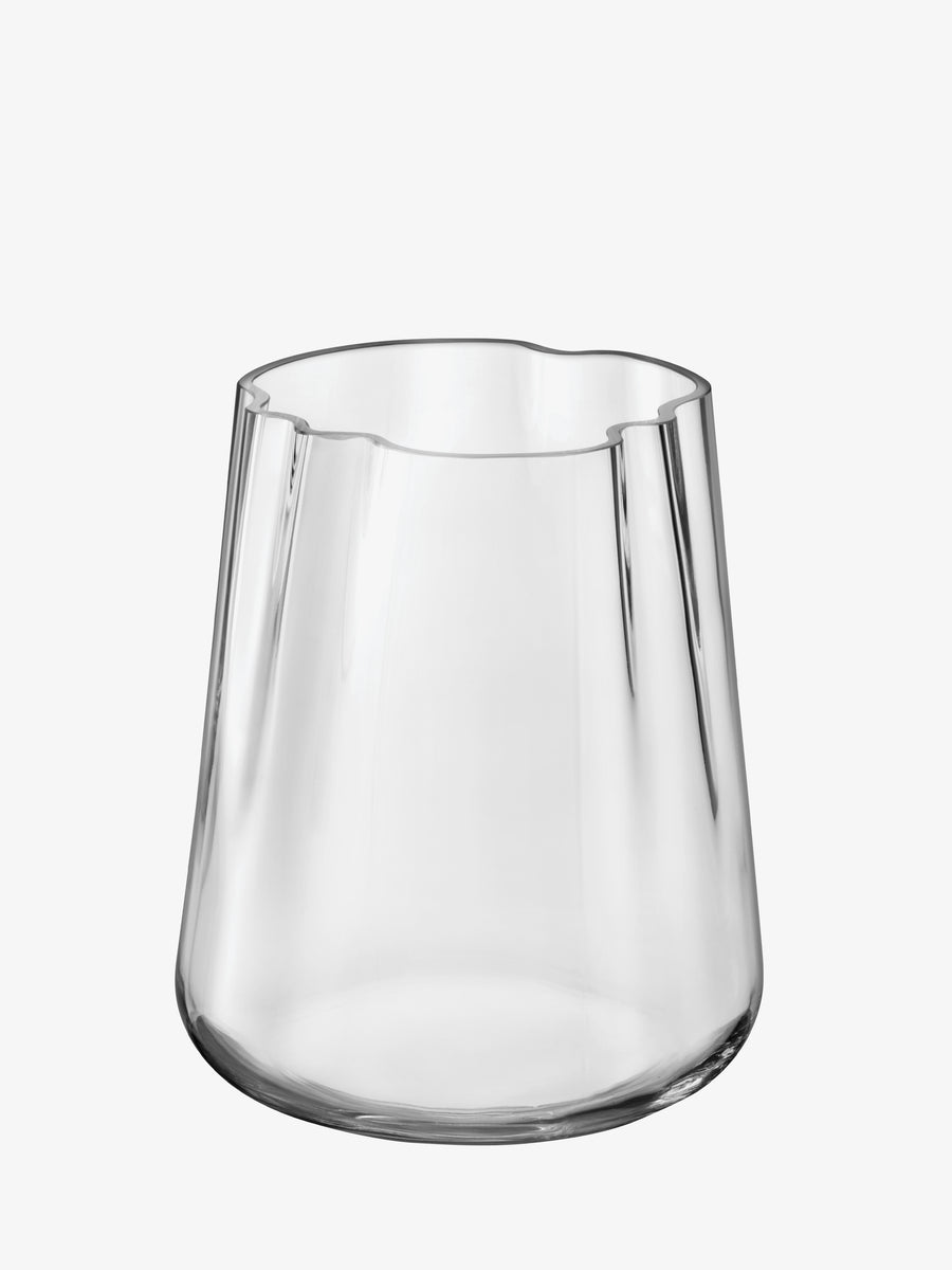LSA International Vase/Lantern with a mouth-blown tapered body and a flared, scalloped rim in an organic form.
