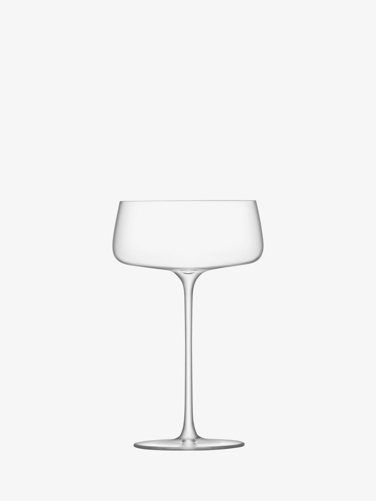 A single Grand Cru Glass by lsa-international, featuring a wide bowl and long stem and crafted from crystalline glass, is centered on a plain white background.