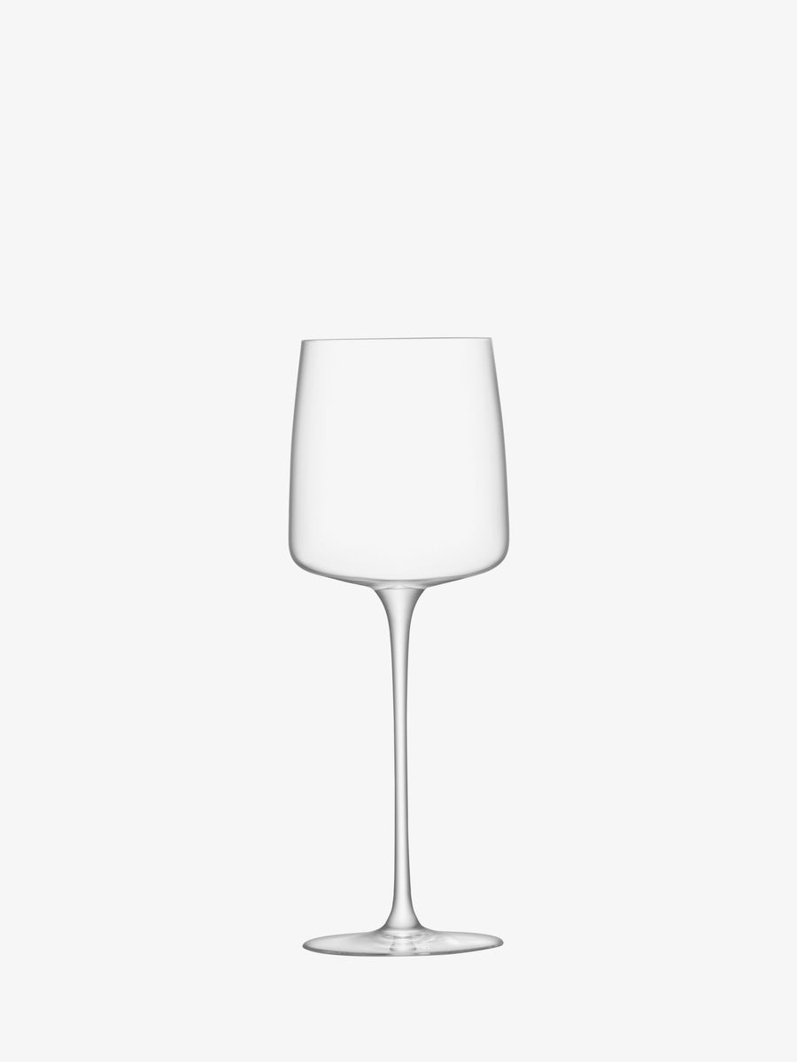 An empty lsa-international Wine Glass, featuring an elegant stem and wide bowl, expertly crafted from lead-free crystalline glass, is centered against a plain white background.