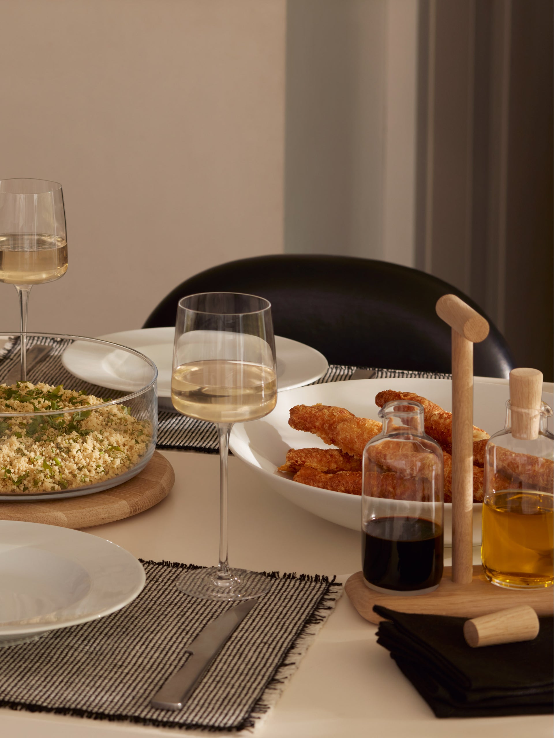 Oil & Vinegar Set & Oak Stand