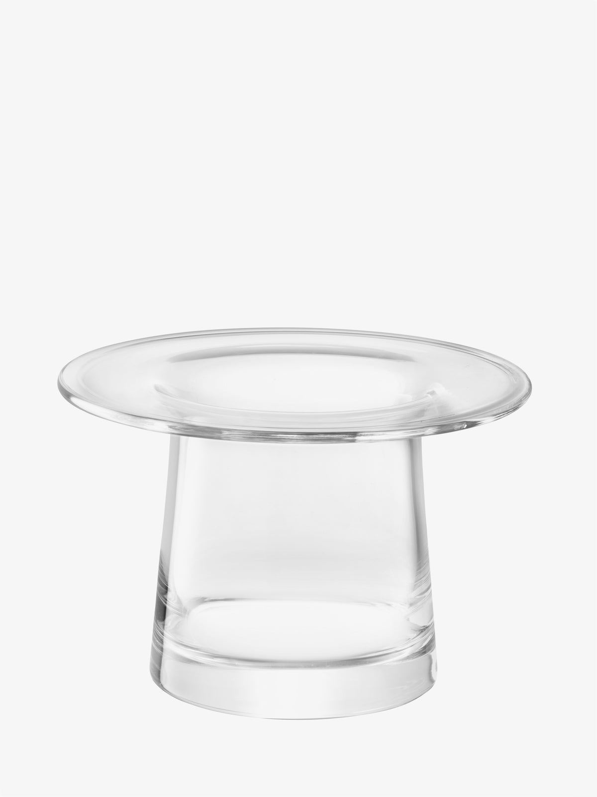 An LSA International Vase/Lantern in mouth-blown glass with a wide, flat rim and a tapered base.