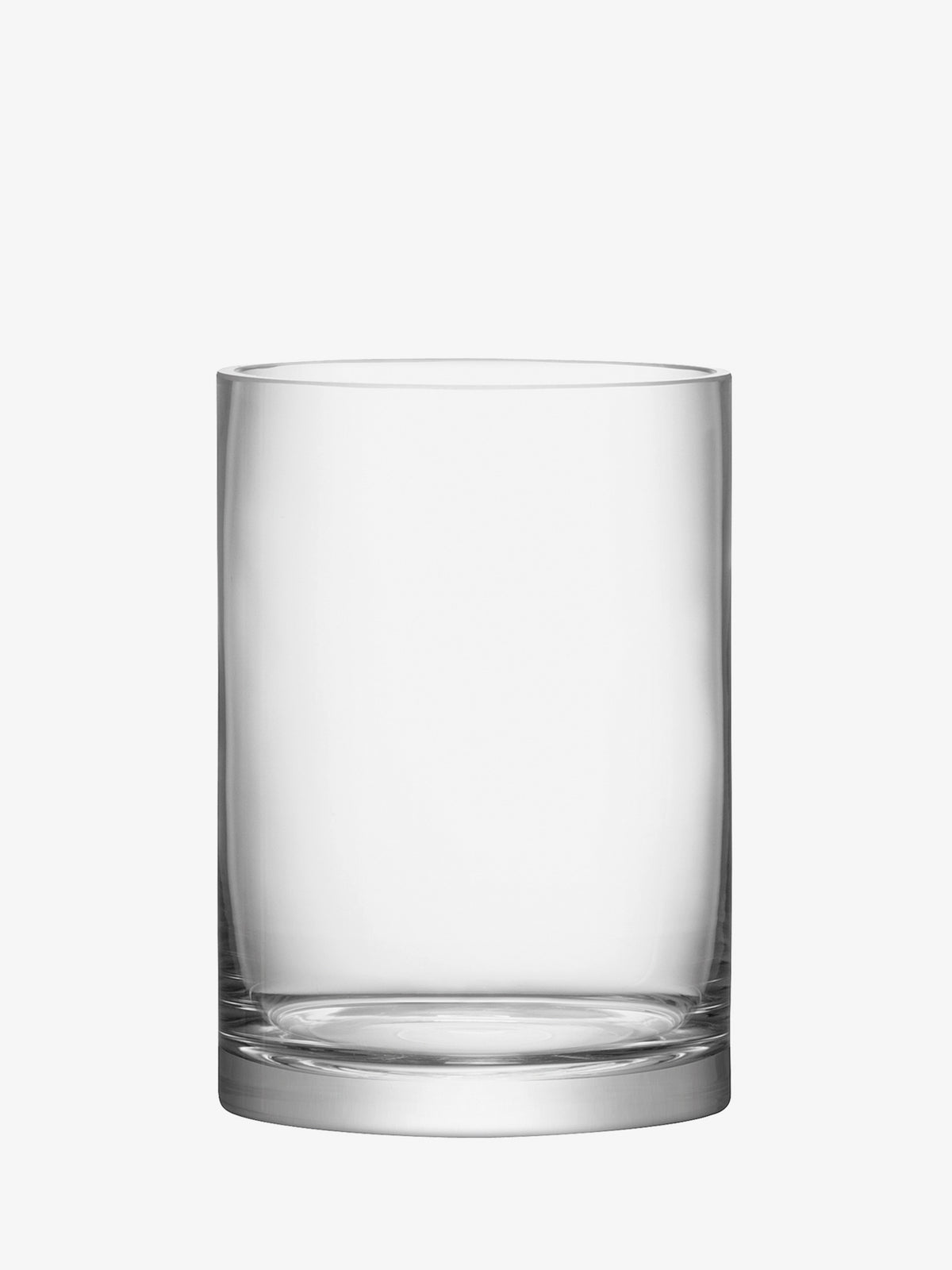 Hand-finished, mouth-blown LSA International Vase/Candleholder, a cylindrical vase with a thick base.