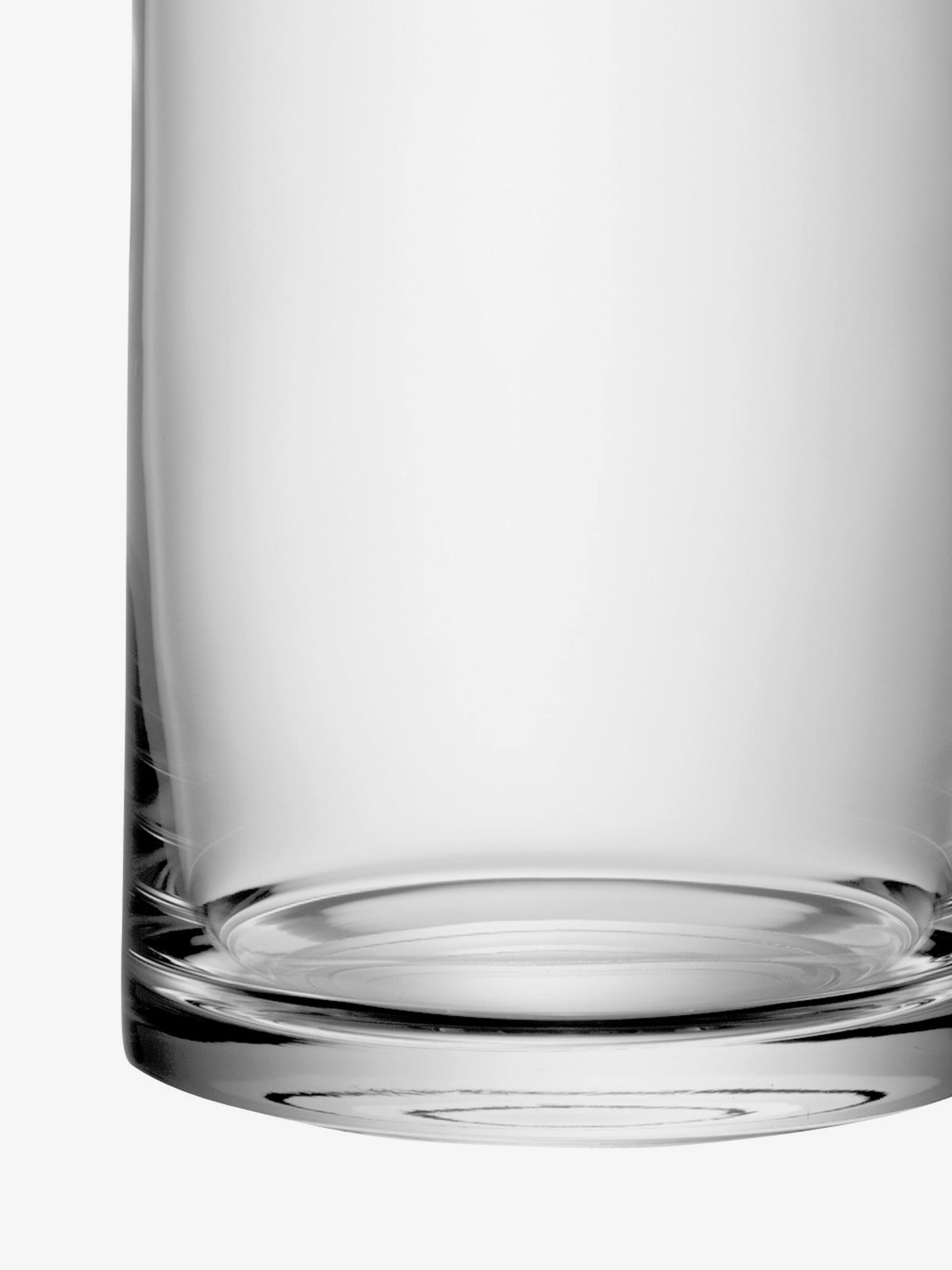 Close-up of the base of an LSA International mouth-blown, cylindrical glass vase.