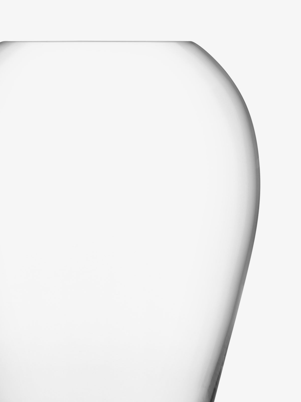 A close-up of the lsa-international Garden Bouquet Vase—a mouth-blown, clear glass piece ideal for displaying flowers—set against a plain white background.