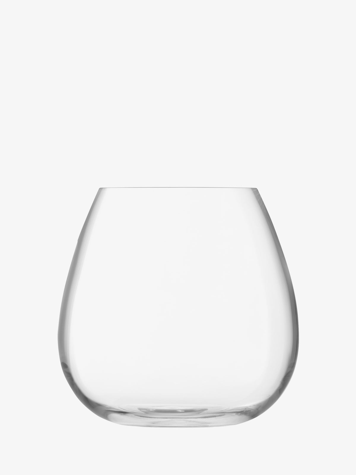 The Table Bouquet Vase by lsa-international, with its clear, rounded form and stemless design, is displayed empty against a plain white background, evoking the graceful silhouette of a modern glass wine glass and making for an elegant table centrepiece.