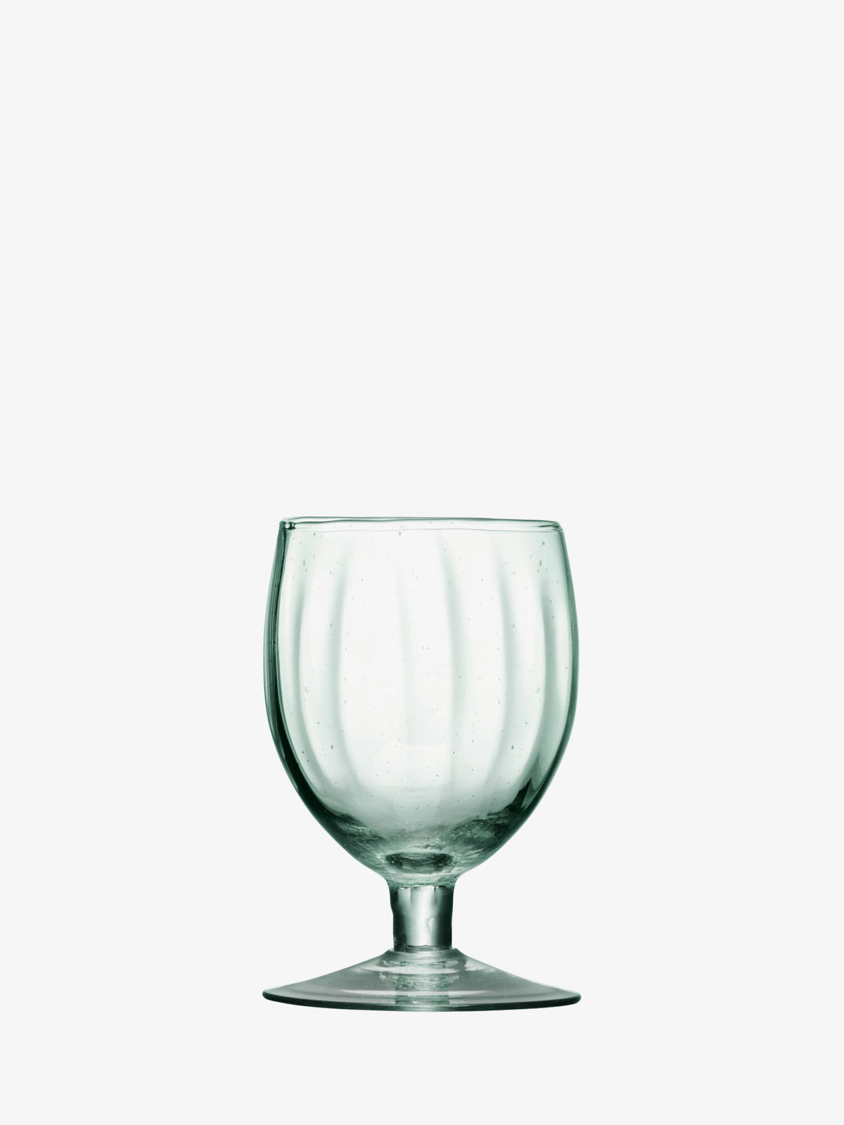 A clear, fluted recycled glass LSA-International Wine Glass with a short stem.