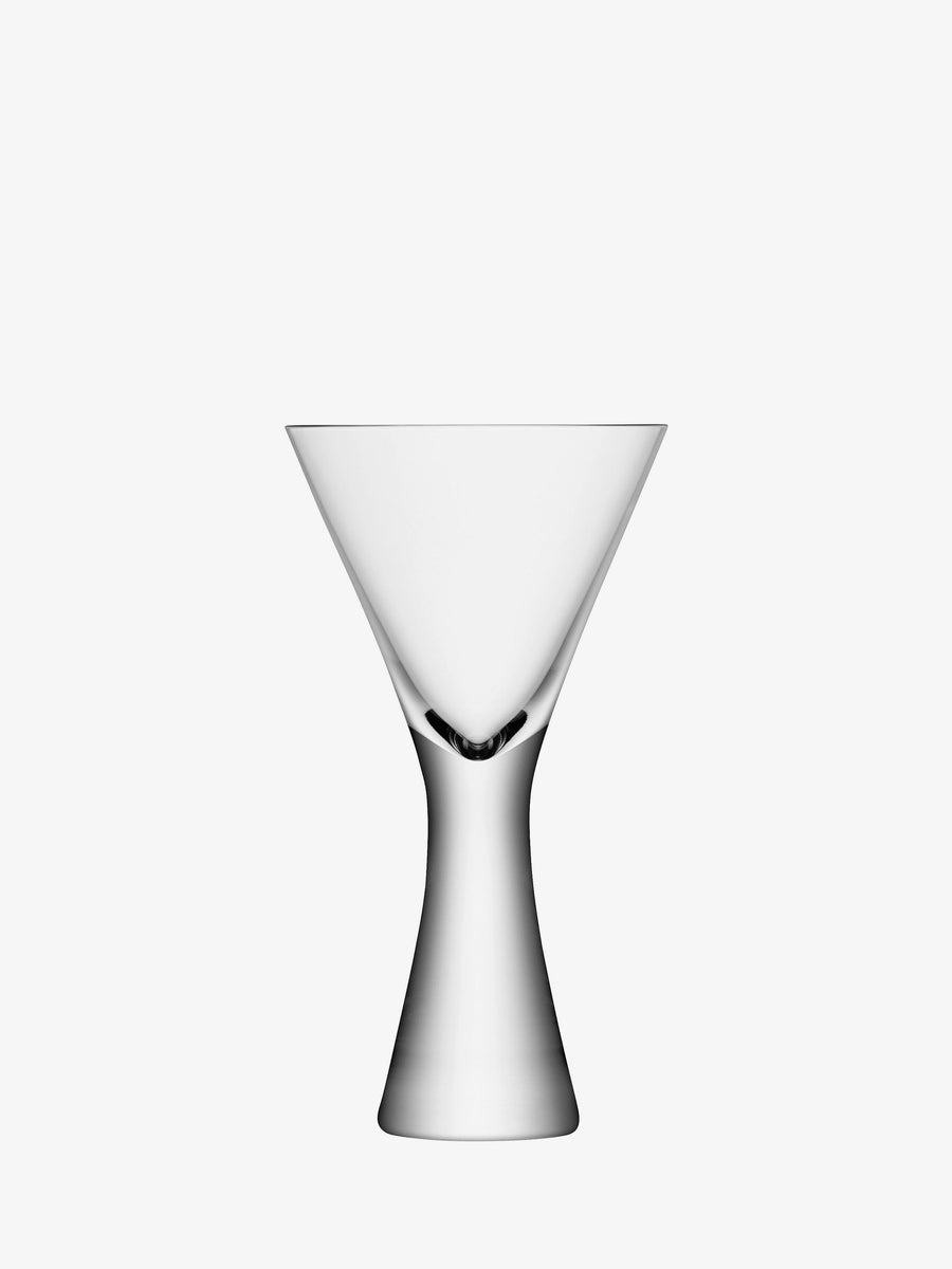 A clear, empty Wine Glass by lsa-international featuring a modern hourglass silhouette and flared stem, displayed against a plain white background.