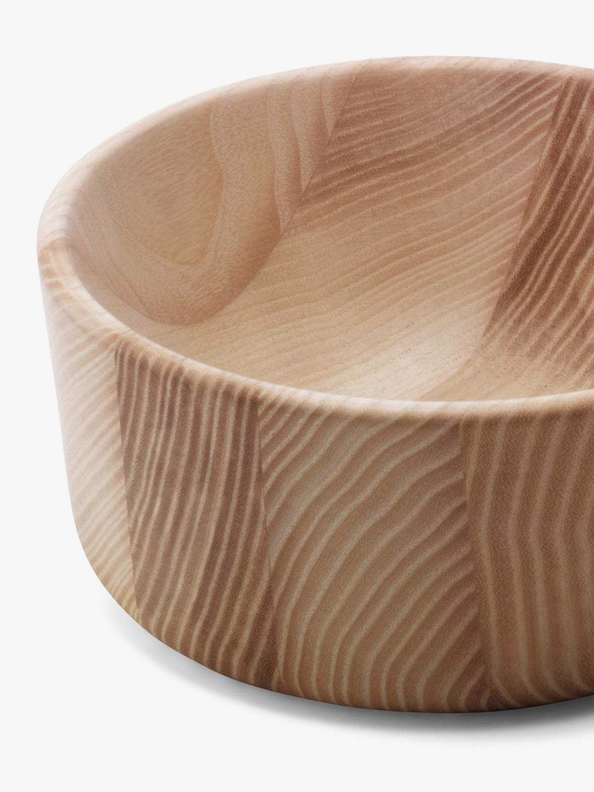 A close-up of a contemporary lsa-international Ash Wood Bowl with a visible grain pattern.