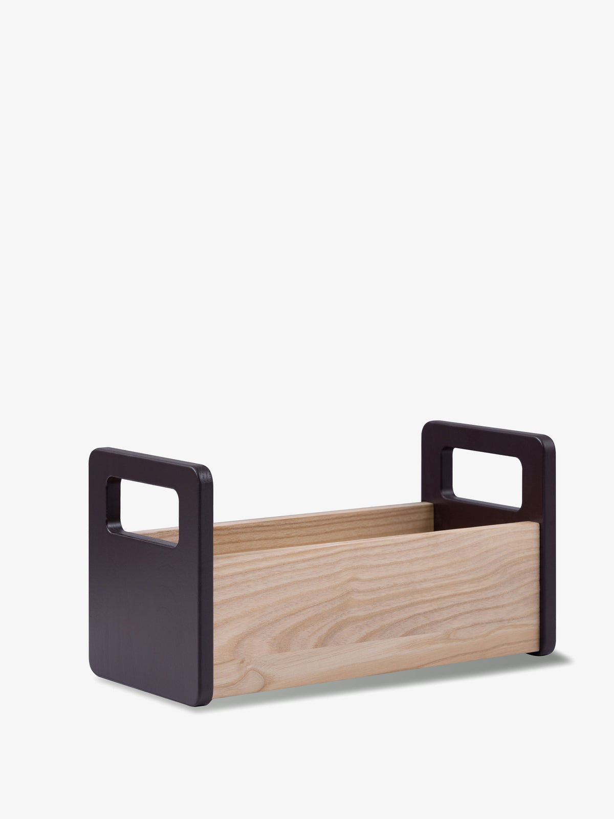 LSA-International Ash Bread Basket, a minimalist rectangular storage container crafted from European ash with light wood grain sides and dark handle ends.