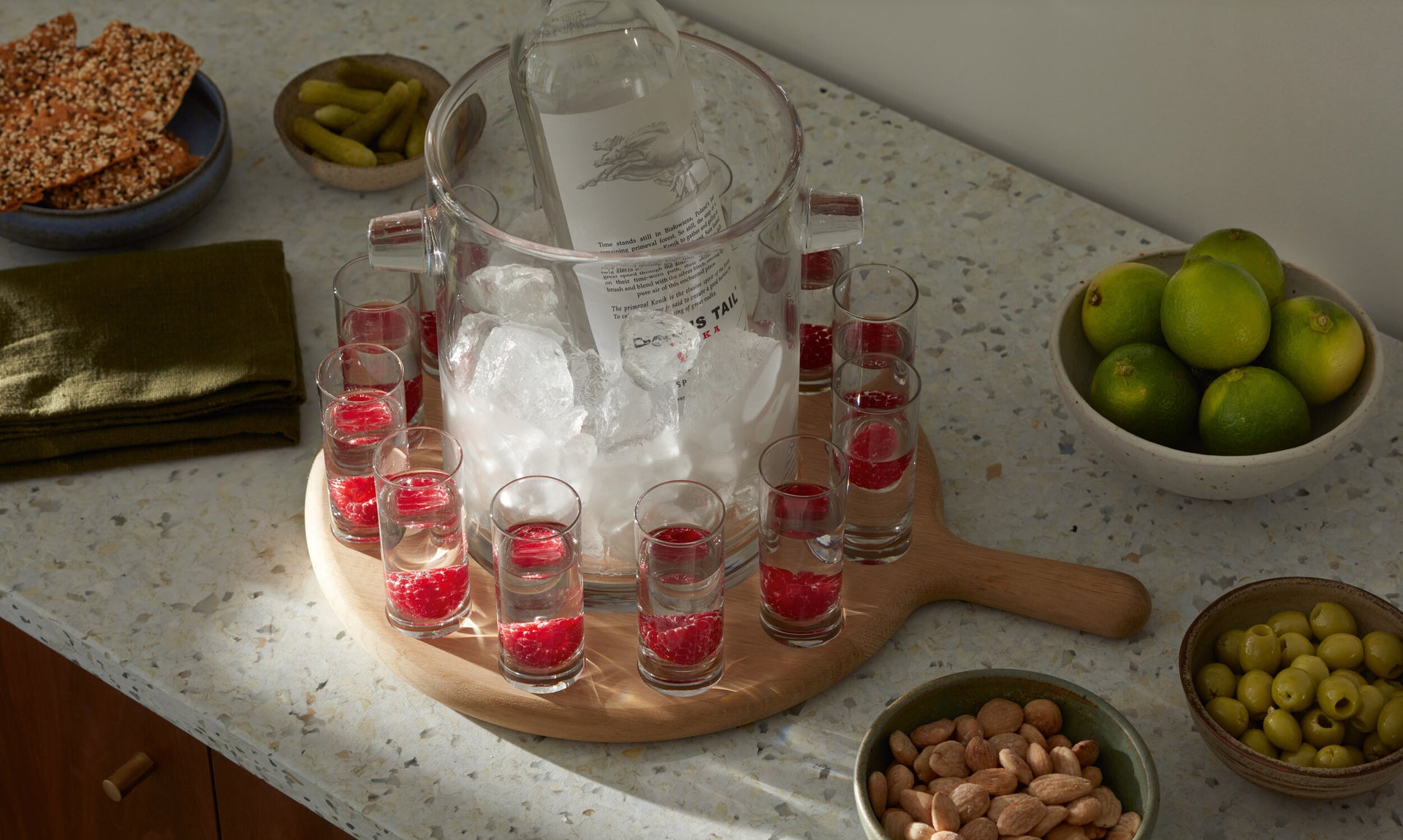 Vodka Serving Set & Oak Paddle