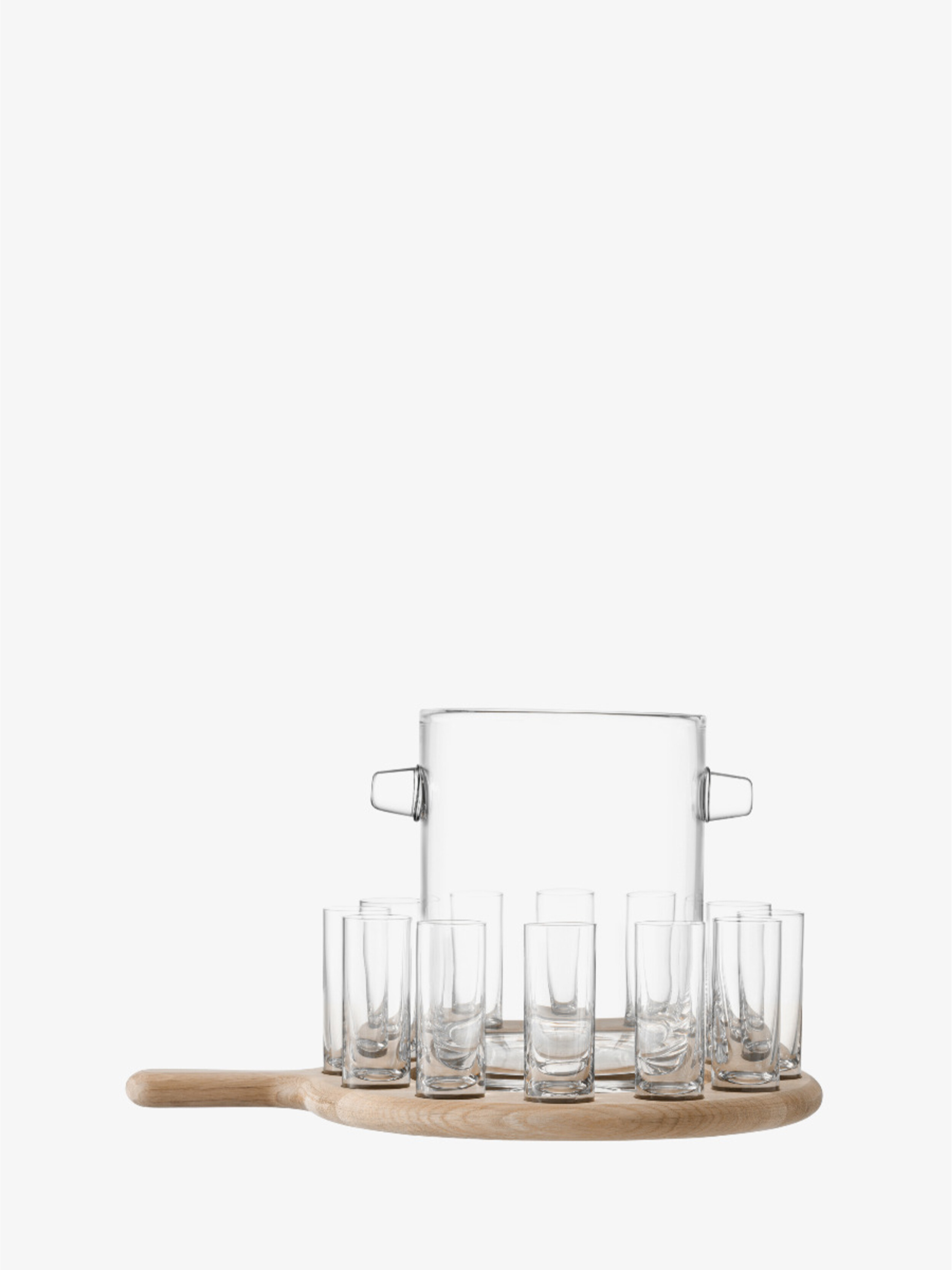 Shot Serving Set & Oak Paddle L15.25in, Clear | Paddle | LSA Drinkware