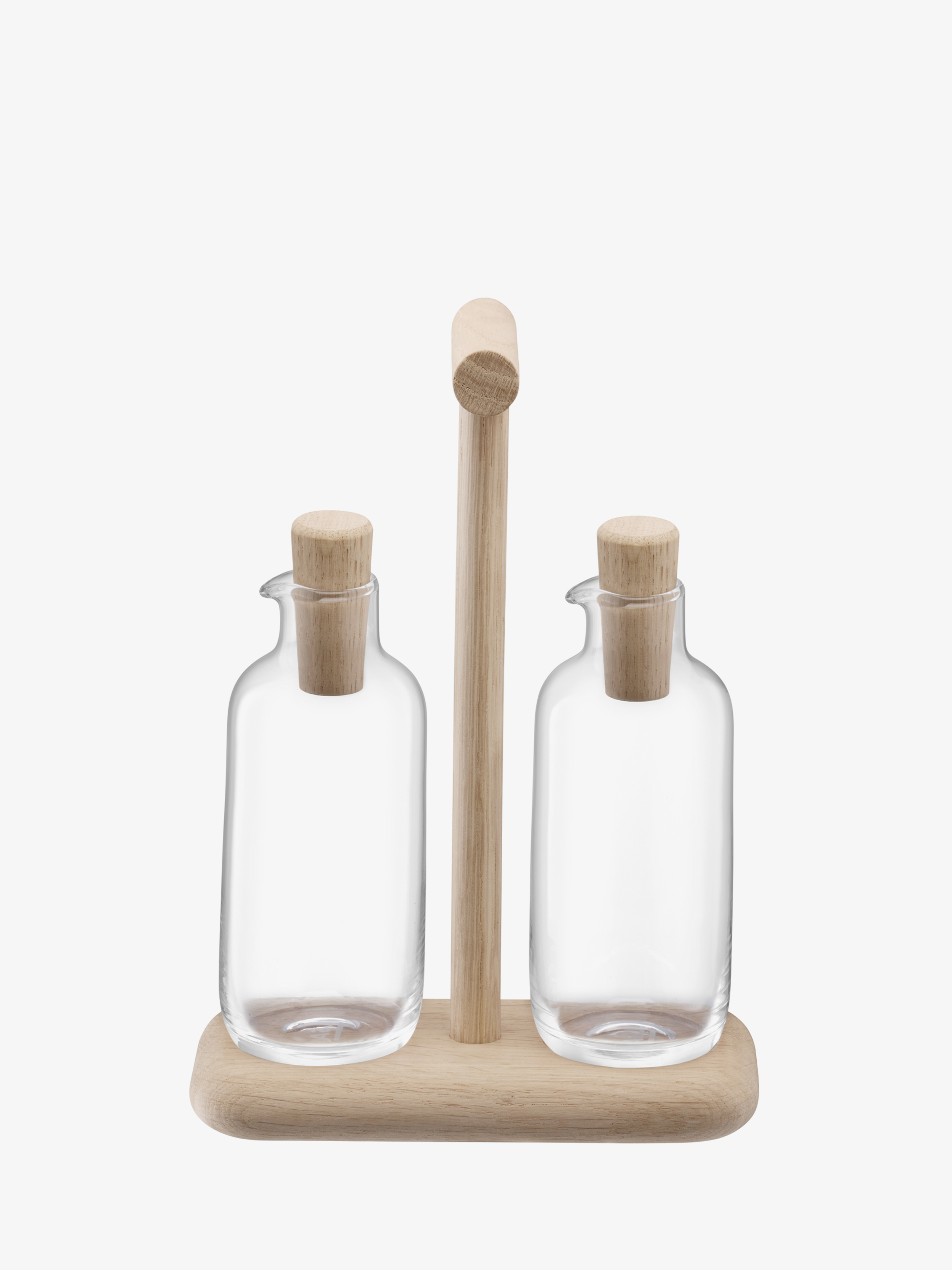 Oil & Vinegar Set & Oak Stand 8oz, Clear | Dine | LSA Tableware