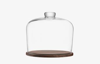 Dome & Walnut Stand 10.25in, Clear | City | LSA Tableware