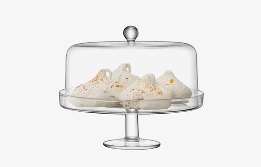 Libbey selene glass cake stand with dome cheap