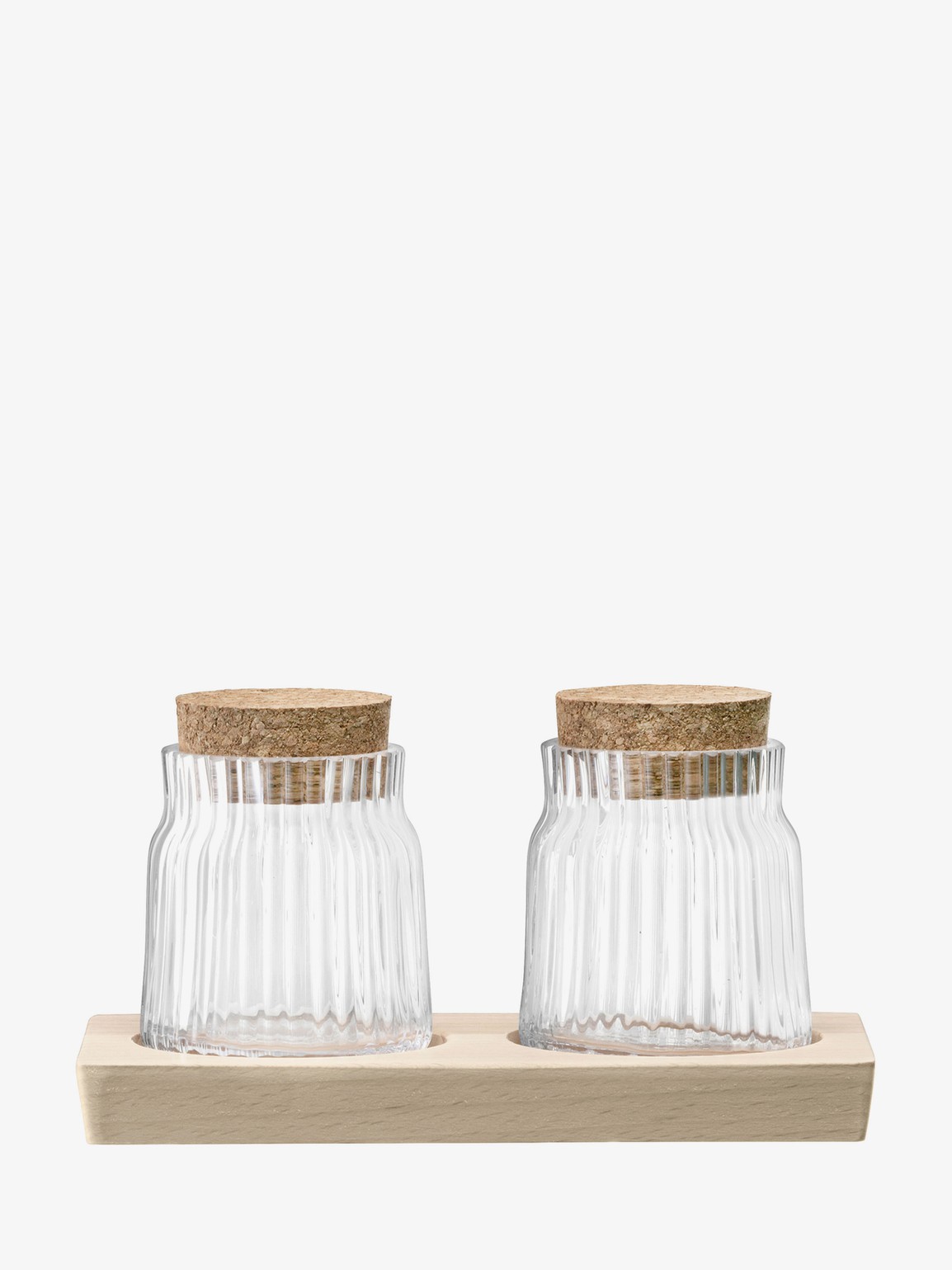 Gio Line Container Set & Cork Stoppers & Beech Base H8.5cm
