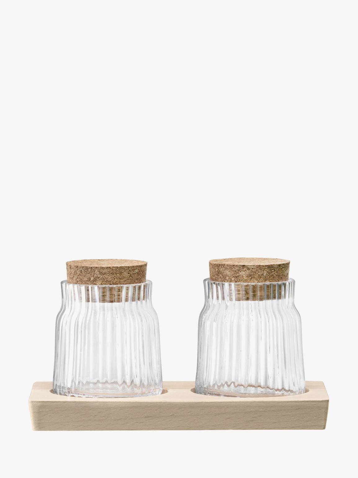 Gio Line Container Set & Cork Stoppers & Beech Base