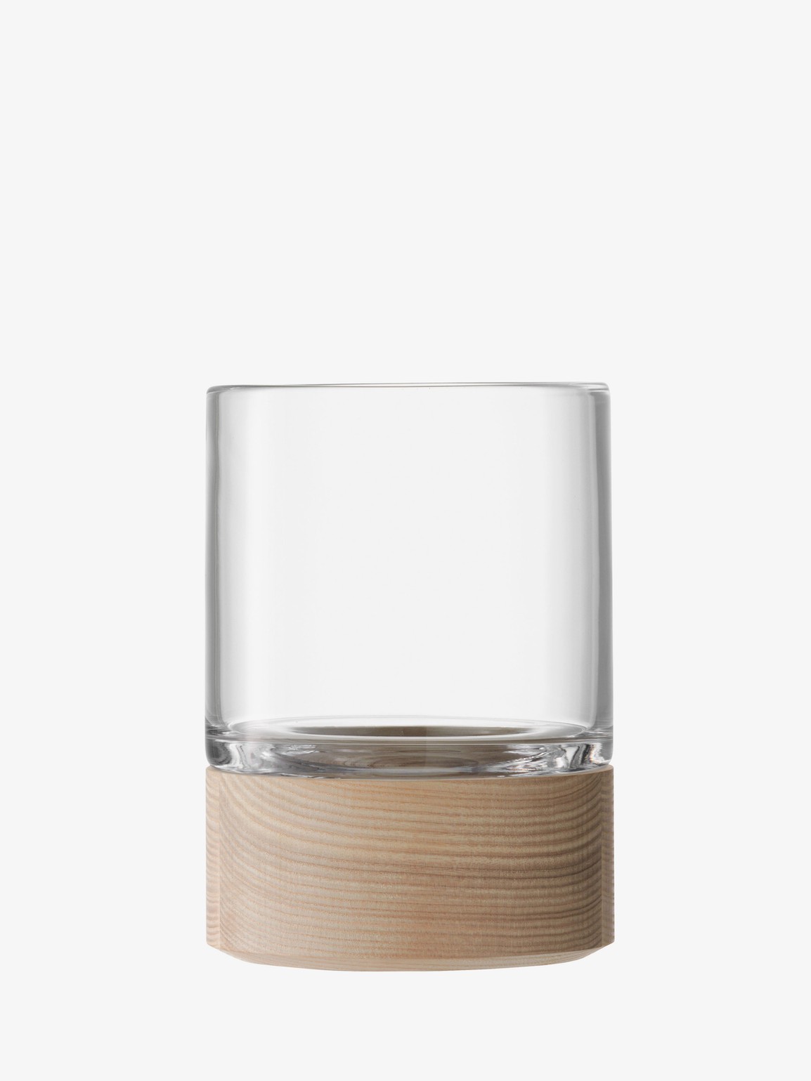 A gently tapered, mouth-blown tealight holder with thick base.