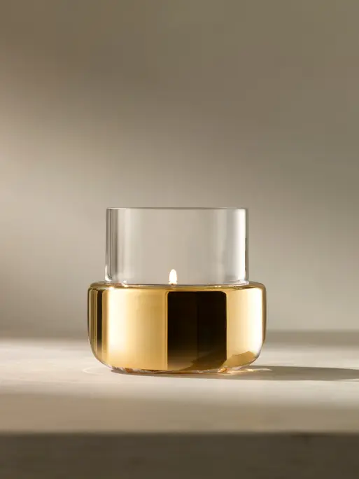 Tealight Holder/Vase H8.5cm, Gold | Aurum | LSA Interior