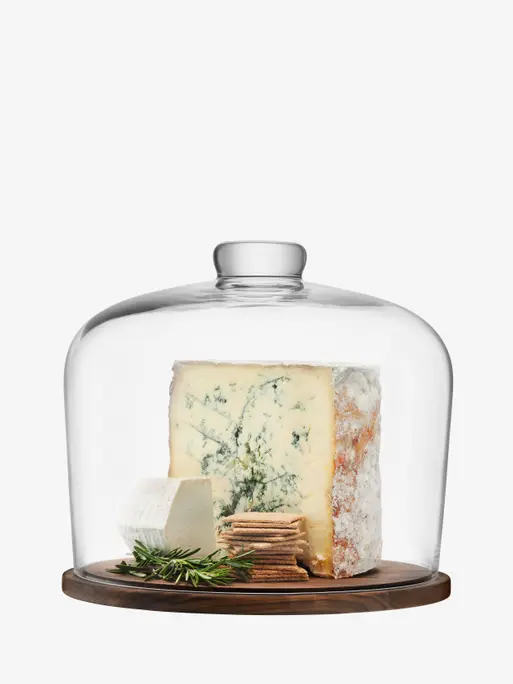 Dome & Walnut Base 12.5in, Clear | City | LSA Tableware