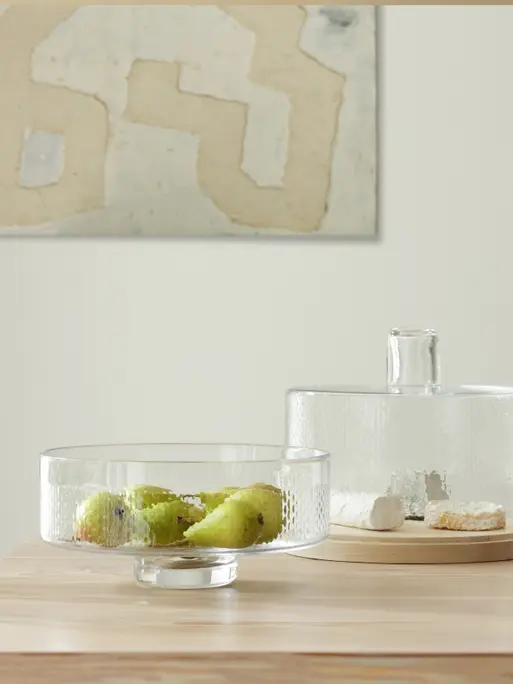 【Glass-roots】L.S.A dome Dome & Walnut Base 32cm, Clear | City Collection | LSA Tableware