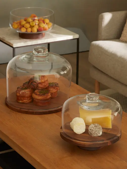 Dome & Walnut Base 12.5in, Clear | City | LSA Tableware