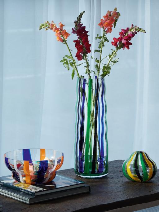 Vase H16.5in, Black/Blue/Green | Folk Collection | LSA Interior