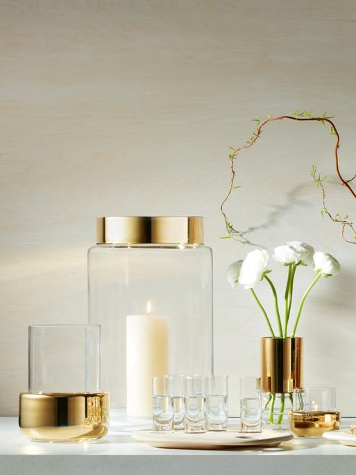 Tealight Holder Vase H8.5cm Gold Aurum LSA Interior