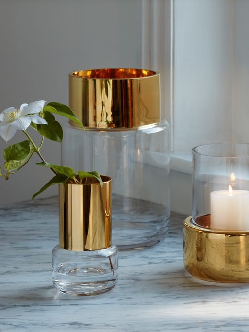 Lantern/Vase H20cm, Gold | Aurum | LSA Interior