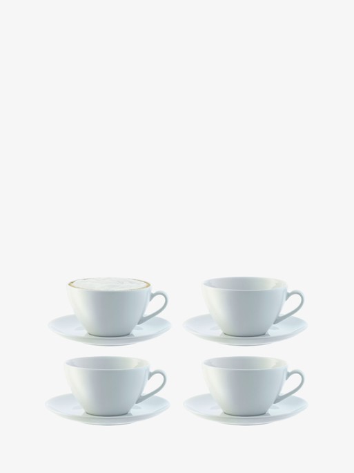 Cappuccino Cup & Saucer x 4 12oz, White, Dine